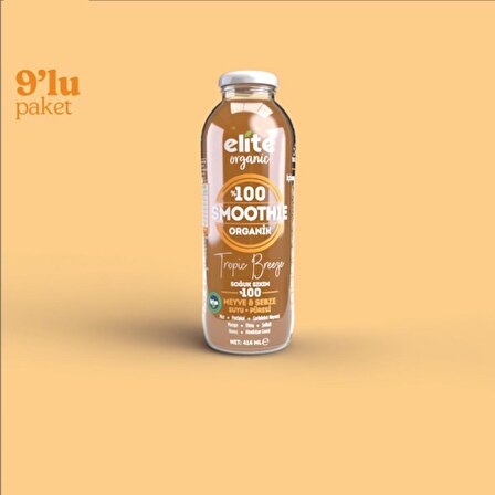 Elite Organic Smoothie 414ml Muz Portakal Mango 9 Adet