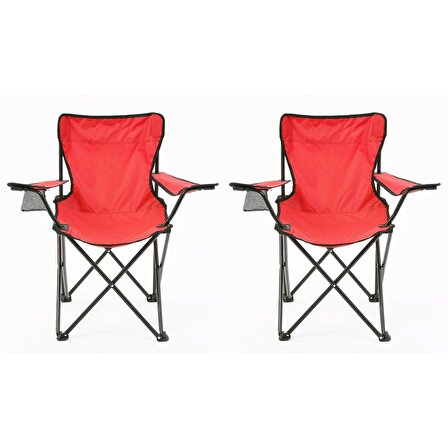 2'li Piknik ve Kamp Sandalyesi - Kirmizi