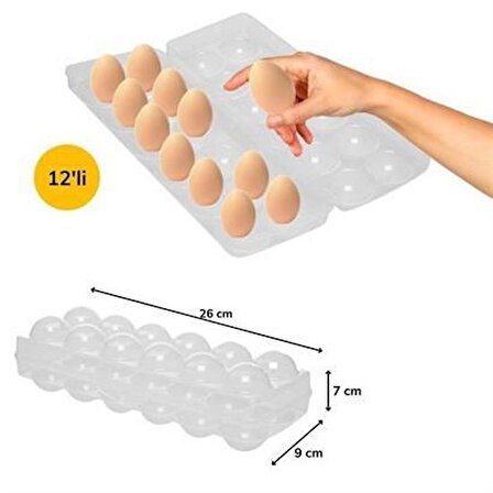 12li Şeffaf Kapaklı Kilitli Yumurta Saklama Kabı Kutusu Aparatı