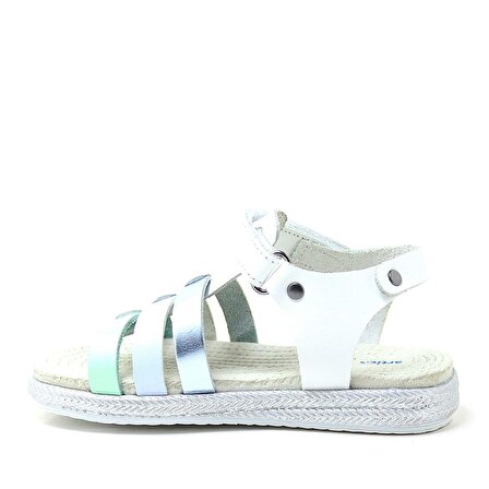 Artico Bellini Vaketa Hakiki Deri Beyaz Mavi Yeşil Kız Bebek Çocuk Sandalet