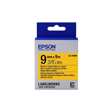 Epson LK-3YBW Strong Siyah Üzeri Sarı 9MM 9Metre Etiket