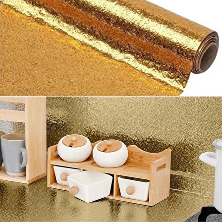 10 Metre Kendinden Yapışkanlı Silinebilir Mutfak Tezgah Üstü Sticker Folyo Gold Renk (4401)