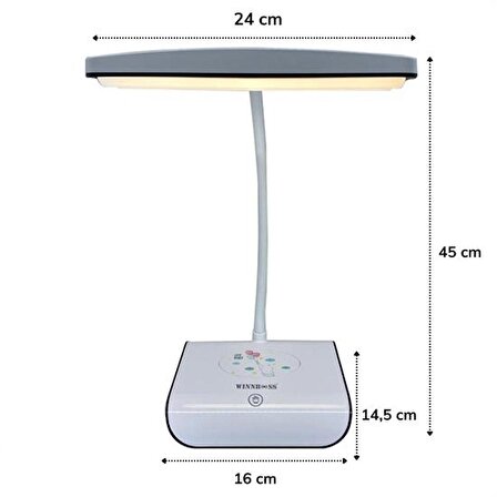 Şarjlı Oynar Esnek Başlıklı Dokunmatik 3 Farklı Modda Yanan Kaymaz Taban LED Masa Lambası (4401)