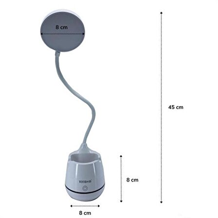 Kalemlikli Telefon Tutacaklı Şarjlı Dokunmatik 3 Mod Esnek Başlıklı Dimmerli LED Masa Lambası (4401)
