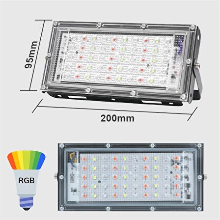 Kumandalı Led Işık Dış Cephe Aydınlatması Çok Renkli RGB Led Panel Işık PartiLed Aydınlatma (4401)