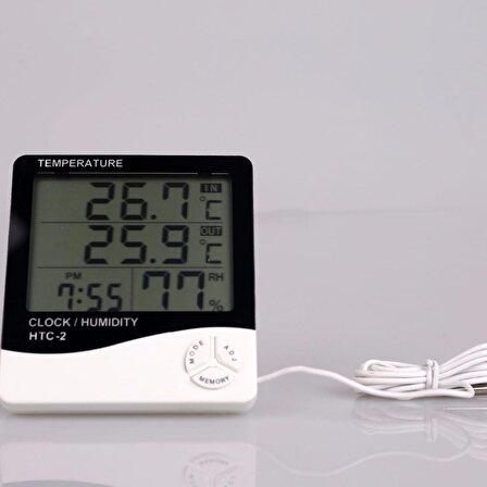 Masaüstü İç - Dış Mekan Dijital Termometre Nem Ölçer Higrometre (4401)