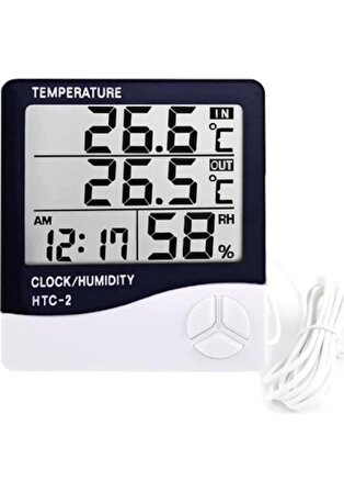 Dijital Termometre Isı Sıcaklık Nem Ölçer Saat Alarm (4401)