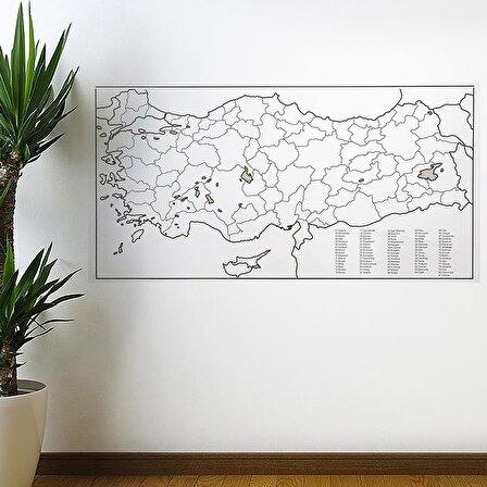 Yazılabilir Türkiye Haritası Manyetik Duvar Stickerı 110 x 56 cm (4401)