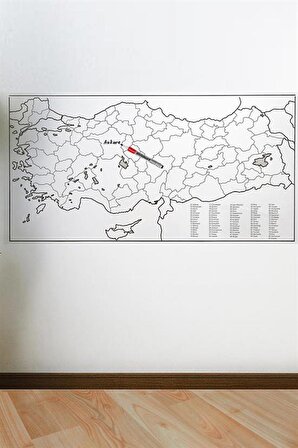 Yazılabilir Türkiye Haritası Manyetik Duvar Stickerı 110 x 56 cm (4401)