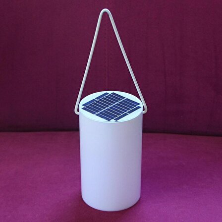 Metal Güneş Enerjili Solar Lamba Kırmızı Masa Üstü, Ağaç Lambası, Fener Askılı Aydınlatma 9x15,5cm
