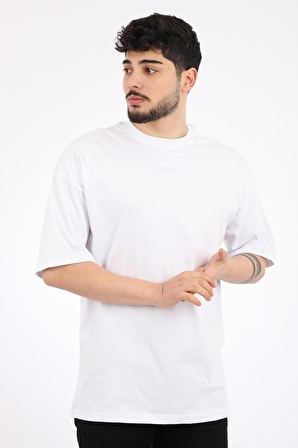 Stil Kombin Düz Basic Oversize Tişört BLD