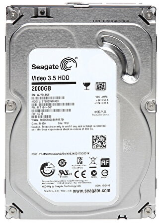 Seagate 2tb ST2000VM003 Sata3 64CACHE  5900RPM HDD (7-24) Güvenlik Harddisk