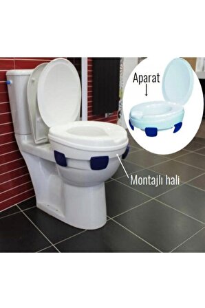 Tuvalet - Klozet Yükseltici Aparat - Kapaklı - Taharet Musluklu - Paslanmaz