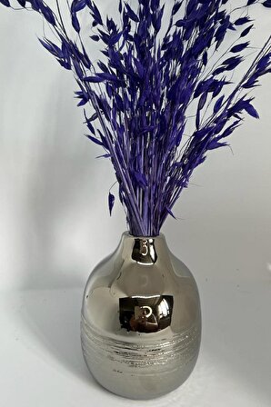 Mor/Lila Temalı Dekoratif Çiçekli Obje Silver Vazo