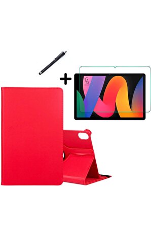 Honor Pad X9 11.5 inç 360° Dönebilen Standlı Tablet Kılıfı Ekran Koruyucu ve Kalem Seti Kırmızı