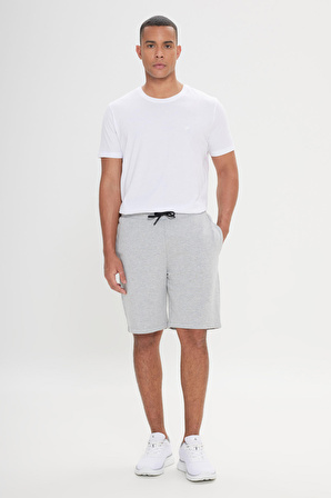 Erkek Acık Grı Melanj Standart Fit Günlük Rahat Spor Örme Şort