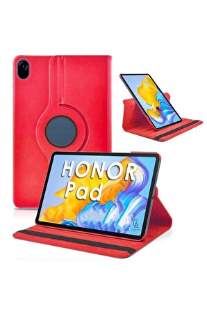 Honor Pad X9 11.5 inç Uyumlu 360° Dönebilen Standlı Tablet Kılıfı Kırmızı