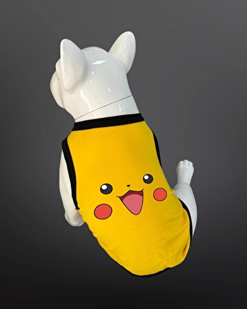Kedi Ve Köpek Kıyafeti - Pikachu Surat Baskılı Sarı Atlet