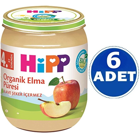 Hipp Kavanoz Maması Organik Elma Püresi 125 gr 6 ADET