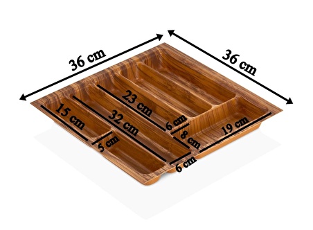 36x36 7 gözlü Çekmece Içi Ahşap Renk Kaşıklık Ücretsiz Kesim (Max 33x32,5 Cm'e Kesilir)