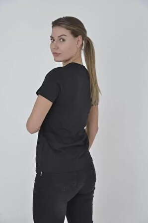 Yandan Fermuarli Slim Fit T-shirt - Siyah