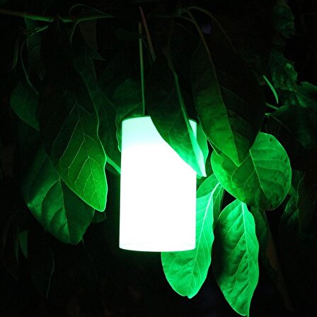 Metal Güneş Enerjili Solar Lamba Yeşil Masa Üstü, Ağaç Lambası, Fener Askılı Aydınlatma 9x15,5cm