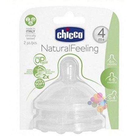 Chicco Natural Feeling Biberon Emziği Akış Ayarlı 4+ Ay 2li