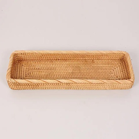 Rattan Saklama Düzenleyici, Organizer, Hasır El Yapımı Raf ve Çekmece İçi Düzenleme 44x15x5cm