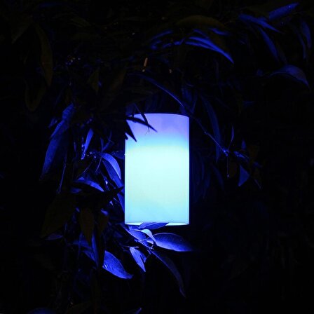 Metal Güneş Enerjili Solar Lamba Mavi Masa Üstü, Ağaç Lambası, Fener Askılı Aydınlatma 9x15,5cm