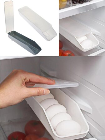 BEYAZ, Eğimli İç Hazneli Yumurta Saklama Kutusu,  Çok amaçlı buzdolabı organizer