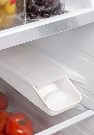 BEYAZ, Eğimli İç Hazneli Yumurta Saklama Kutusu,  Çok amaçlı buzdolabı organizer