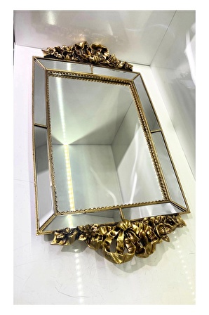 Aynalı Gold Polyester Altın Tepsi