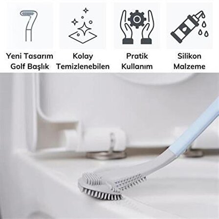 Golf Tasarımlı Silikon WC Klozet Mutfak Temizlik Fırçası Kanca Hediyeli