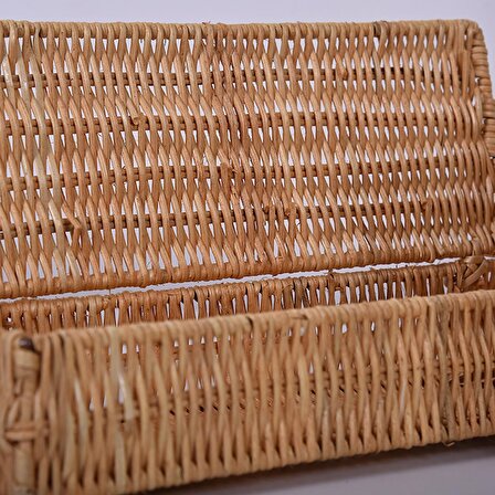 Organizer, Rattan Kapaklı Saklama Kutusu, Dekoratif Obje, Dolap İçi Düzenleyici 26x5cm 2 li Set