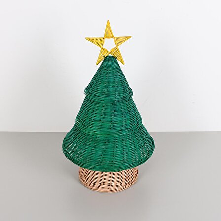 Rattan Noel Ağacı, Dekoratif Yılbaşı Ağacı, Yeni Yıl Çam Ağacı, Dekoratif Yeni Yıl Süsü 30x60 cm