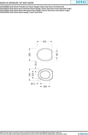Serel Gediz Droplast Klozet Kapağı 2276100002