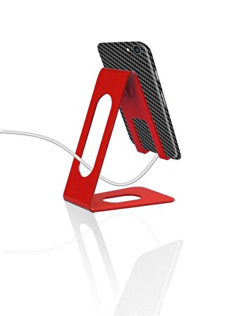 Kırmızı Masaüstü Metal Telefon Standı