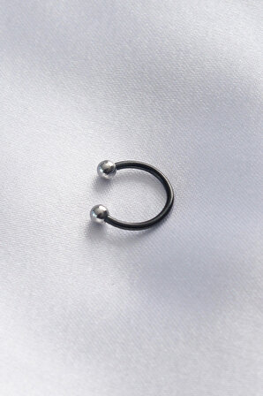DORAMİRA Siyah Minimal Toplu Silver/Gümüş Renk Kadın/Erkek Halka Çelik Piercing 316L