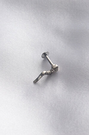 DORAMİRA 6 mm Silver/Gümüş Renk Yılan Figürlü Kadın/Erkek Cerrahi Çelik Tragus Piercing 316L