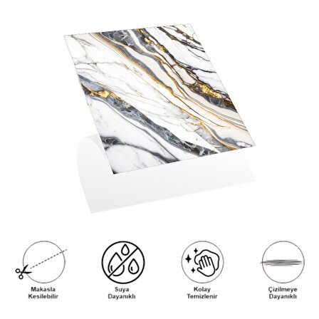 DecoHandy Pvc Yapışkanlı Yer Karosu 30x30cm 4'Lü Paket - Beyaz İnci 0,36m2