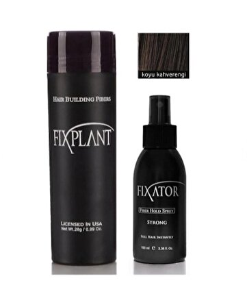 Saç Dolgunlaştırıcı Saçtozu 28 Gr + Fixator Sabitleyici Sprey 100 Ml - 1 Set Koyu Kahve