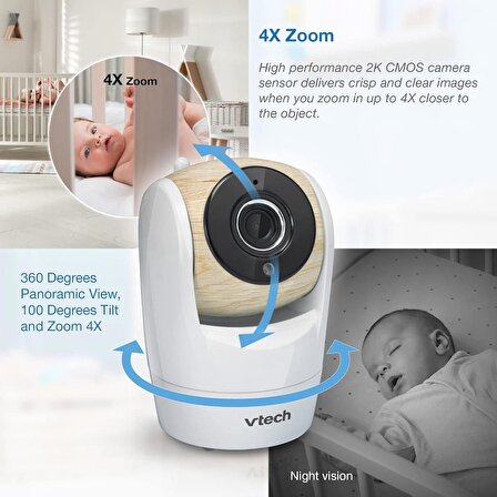 VTech VM928HD Pil Destekli Bebek Monitörü - 15 Saat Video Yayını - 5 Inc