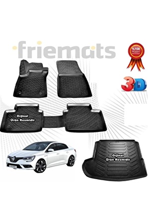 Renault Megane 4 Sedan 3d Havuzlu Paspas + 3d Bagaj Havuzu (tek Kulak) 2016 Sonrası