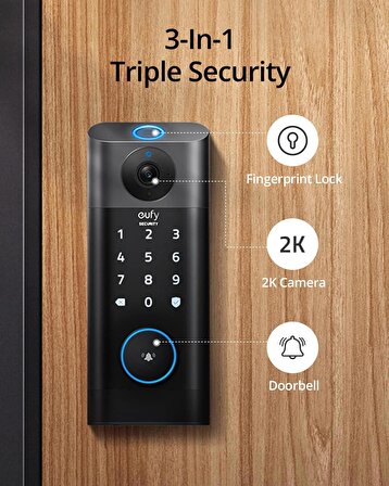 eufy Security Videosu S330 Akıllı Kilit, Kapı Zili - Parmak İzli Anahtarsız Giriş