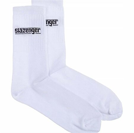 Slazenger 40-45 Pamuklu - Beyaz Antrenman Çorabı - SLANGR-ANT