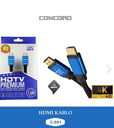 Concord C-592 HDTV Premium Yüksek Hızlı 4K Ultra Hd 3mt HDMI Kablo