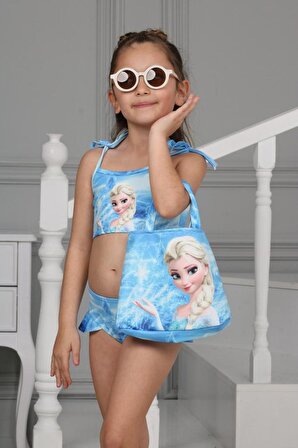 Kız Çocuk 3 Parça Çantalı Bikini Takım 0126