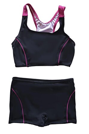 Endeep Kız Çocuk Şortlu Siyah Yüzücü Bikini Takımı 22124