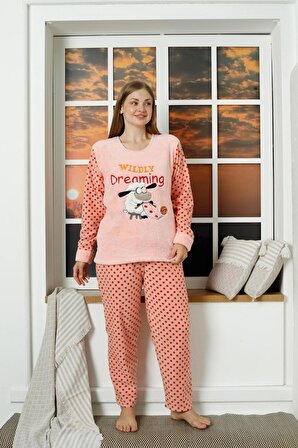 Büyük Beden Kadın Polar Peluş Pijama Takımı 1410-S