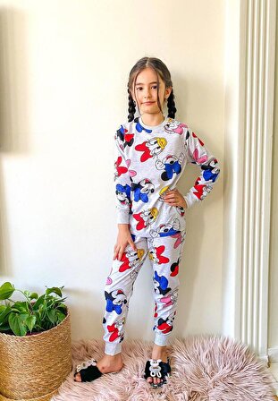 Kız Çocuk Mevsimlik Uzum Kol Alt Üst Pijama Takımı 2023